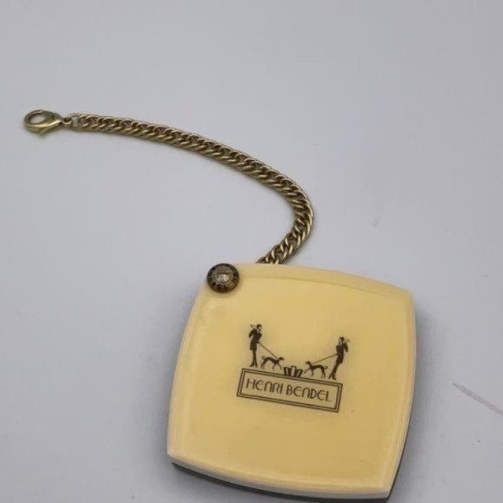 Henri Bendel Square slide Compact Mirror chain EUC - Picture 3 of 4